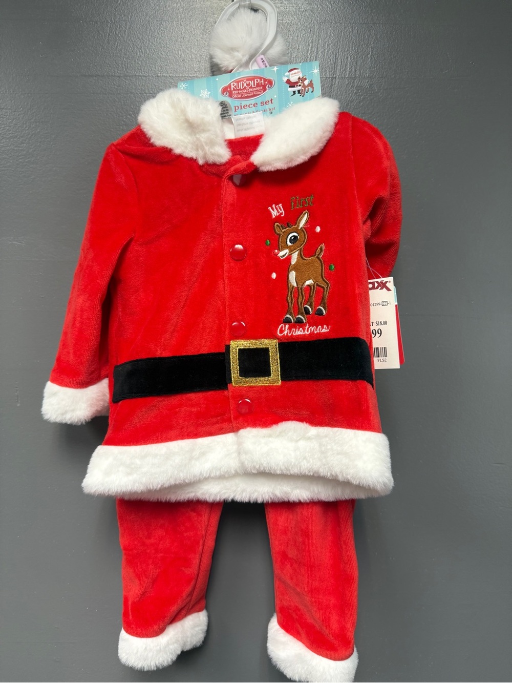 NWT Rudolph Baby My First Christmas 3-Piece Santa Outfit – 9 Months